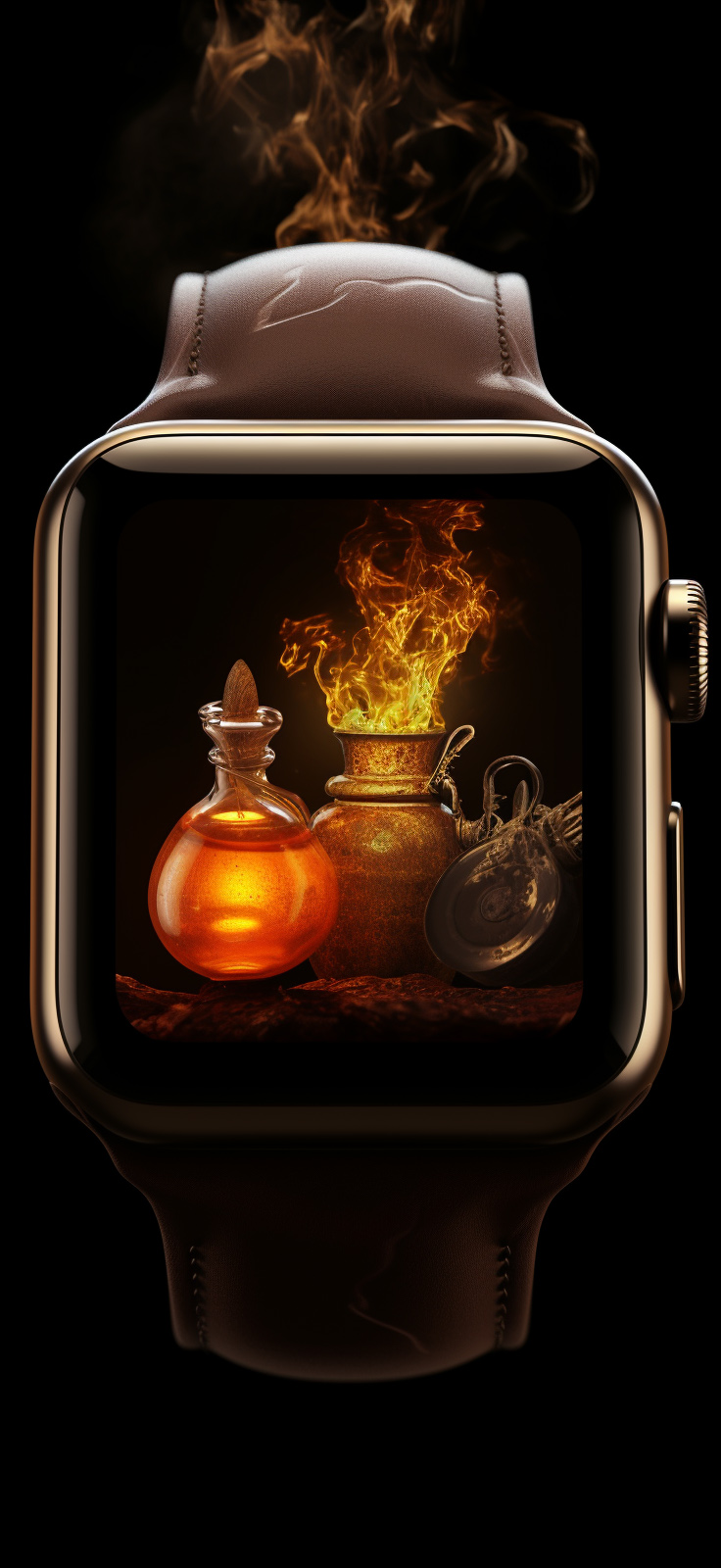 An Apple Watch with magical potions depicted.